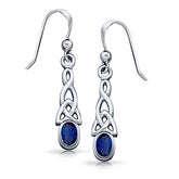 Celtic Trinity Knot and Sapphire Hook Earrings